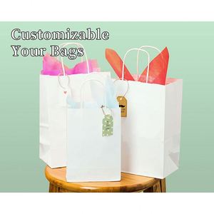 Sacs en papier avec poignées, sacs cadeaux de taille moyenne avec poignées, sacs de vente au détail, sacs pour fêtes, sacs de courses, sacs en papier résistants pour le transport de marchandises - Product Image 4