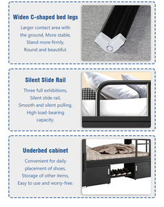 Top-Ranked Steel Frame <strong>Bunk</strong> <strong>Bed</strong> for Student Dormitory &amp; Construction Site, Double/Full Size with Bottom Support - Product Image 5