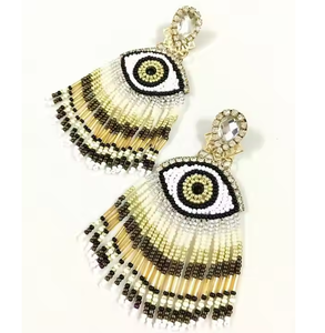 Pendientes Largos con Borlas y Cuentas en Forma de Flor, Joyería de Moda Hecha a Mano para Mujer, Diseño de Tendencia - Product Image 3