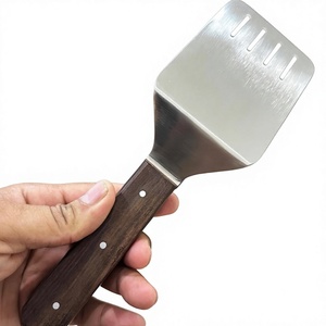 Utensilios de Cocina de Acero Inoxidable, Espátula Pequeña con Orificios, Mango Corto de Madera, Espátula Plana para Voltear - Product Image 4