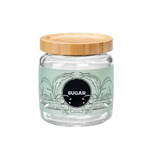 Pot à sucre en verre Bormioli 75 cl H 11,6 cm Ø 11 cm avec couvercle en bambou Bormioli Rocco - Product Image 1