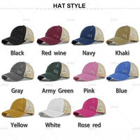 Gorra de motorista de malla de 6 paneles desgastada Yihaoyi, gorra de béisbol de camionero deportiva fresca y refrescante con media Red común