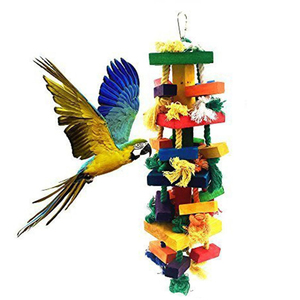 ZMaker nouveau bois coton perroquets aras morsure oiseau perroquet jouet en bois Multicolore oiseau perroquet jouet à mâcher - Product Image 1