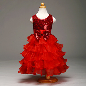 Vestido de Fiesta Rojo de Diseño para Niñas, Estilo Taobao, Ideal para Bodas - Product Image 1