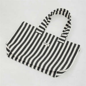 Sac fourre-tout d'été pour femme extra large portable vert blanc rayé sergé de coton résistant à l'eau ouvert pour les voyages à la plage - Product Image 4