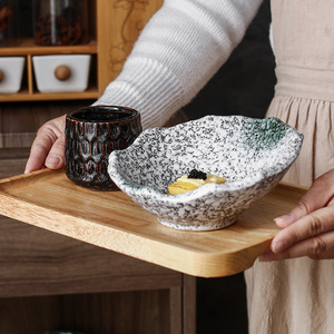 Casse-croûte en céramique japonaise de forme spéciale salade de légumes bol de fruits vaisselle commerciale jetable pour hôtel pour fêtes - Product Image 4