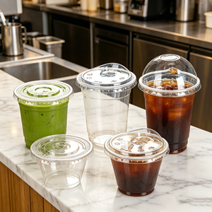 Gobelets en plastique pour animaux de compagnie biodégradables et écologiques avec couvercle, 12 oz, 16 oz, gobelets transparents compostables pour boissons froides, logo personnalisé, vente en gros, usine - Product Image 1