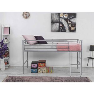 LILY Modern <b>Single</b> or Double Mid-Sleeper Bunk <b>Bed</b> Durable Convertible Iron Frame <b>with</b> <b>Storage</b> Space-Saving for Home Use - Product Image 1