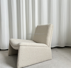 Divano moderno in legno mobili soggiorno tessuto semplice morbido e confortevole morbido per il tempo libero divano singolo in lana d'agnello - Product Image 3