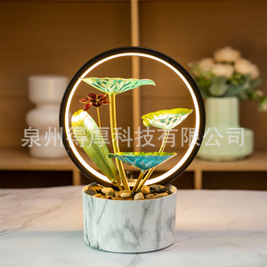 Fuente de agua decorativa con rueda Feng Shui, base negra con piedras y diseño de loto, decoración interior para sala de estar, regalo para el hogar. - Product Image 4