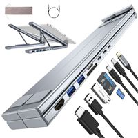 USB C Alüminyum Alaşımlı Laptop Bağlantı İstasyonu Standı, Tablet Standı 8'i 1 Arada USB C Hub, 4K 2 USB 3.0 PD 100W, MacBook için