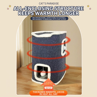 Arbre à chat en sisal, type cabane, avec compartiment intime, sûr, chaud, écologique, coloré, emballé en carton, utilisable quatre saisons