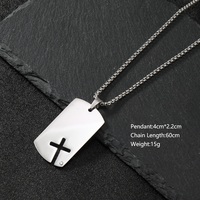 Pendentif croix punk personnalisé Collier plaque d'identification de chien militaire en acier inoxydable avec pierres CZ Bijoux pour hommes Cadeaux motard et bascule