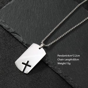 <span class=keywords><strong>Colgante</strong></span> de Cruz Punk personalizado de acero inoxidable, collar <span class=keywords><strong>militar</strong></span> con placa de identificación de perro con piedras CZ, joyería para hombre, regalos de motorista y balancín - Product Image 5