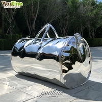 Escultura de Bolso 3D en Acero Inoxidable, Estatua de Bolso de Arte Moderno para Centro Comercial o Plaza