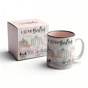 Hochwertige Porzellan-Souvenir-Tasse mit 'Ich liebe <span class=keywords><strong>Berlin</strong></span>' Design, Großer Kapazität, Spülmaschinen- und Mikrowellenfest, in Rosa Geschenkbox - Product Image 1