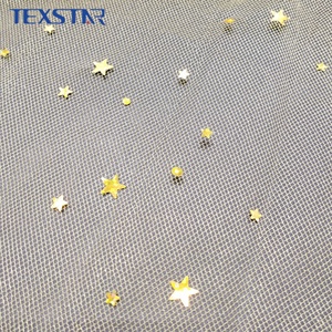 Tissu en tulle à paillettes étoiles et points, en polyester doux et écologique, pour robes de mariée et tutus - Product Image 2