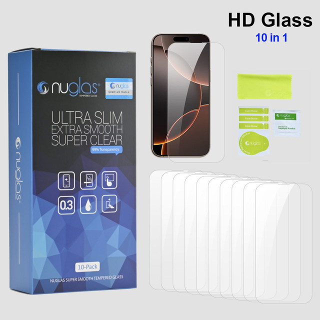 2026 New 10in1  Pack Anti Scratch Anti Shock 2.5D 9H Tempered Glass Anti Fingerprint Screen Protector for iPhone 18 Pro Max