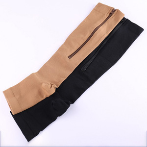 Leg Warmers Solid Color Medium Tube With Zipper Elastic Footed Unisex Sports Compression <b>Socks</b> 100% Cotton - Product Image 2