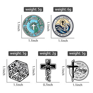 Jesus Kreuz Religiöser Glaube Emaille Pin Sorgen Sie sich nicht, Gott sei mit Ihnen Bitten Sie Vertrauen Gott sei Dank Brosche Revers Abzeichen Schmuck Großhandel - Product Image 5