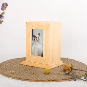 도매 매장 상자 나무 애완 동물 기념 유골 상자 사진 프레임 고양이 개 영화 관