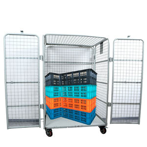 Heavy Duty Industrial Collapsible Folding Roll Cage Hand <strong>Trolley</strong> Truck with Shelves for Warehouse