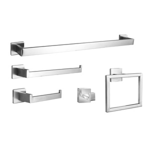 Modern Eco-Friendly Stainless Steel Paper Towel Holder <b>Punch</b>-Free Five-Piece Bathroom Pendant <b>Set</b> for Kitchen and Dining Use - Product Image 5