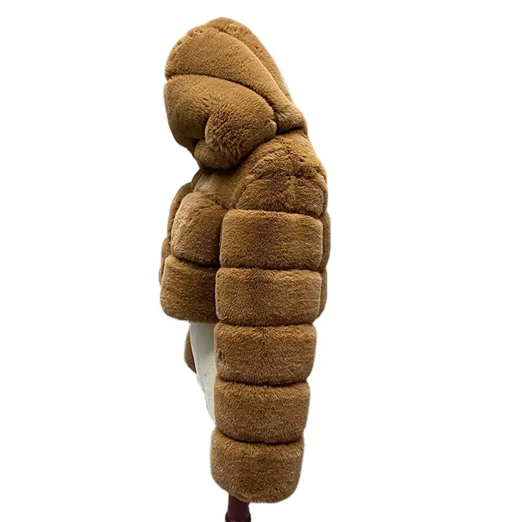 Zipper Pocket Winter Top Luxury Fake Fur Coat Hooded Faux Fur Wholesale Customized Women Winter Fur Coat