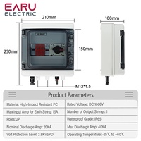 Boîtier de combinateur photovoltaïque solaire EARU MCB DC 1000V 1 entrée 1 sortie avec protection contre les surtensions et la foudre, 8 prises, fusible DC EA-CB-PV-8-I