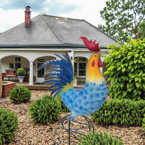 Ensemble rétro personnalisé 2 coqs poule coq coq stylo volant coloré ornement de jardin coq avec cage à gibier - Product Image 3