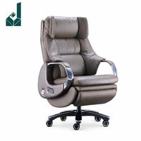 Fauteuil de Direction en Cuir Extensible et Inclinable de Luxe avec Accoudoirs en Cuir, Base Métallique et Roulettes Silencieuses en Nylon pour Bureau de PDG/Direc. Général