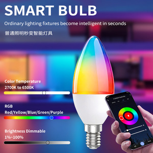 หลอดไฟ LED RGB ทรงแหลมเคลือบพลาสติกอัจฉริยะ ขั้ว E27 สำหรับใช้ในบ้าน ควบคุมผ่านบลูทูธ ปรับความสว่างและสีได้ - Product Image 5