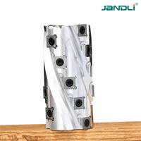 Tête de coupe hélicoïdale indexable avec plaquettes en carbure pour dégauchisseuse, débavureuse et raboteuse à bois