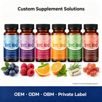 Gummies Probiotiques et Prébiotiques SYC BIO Formule Quotidienne Avancée 50 Unités Framboise Bleue Marque Privée OEM ODM Prix de Gros