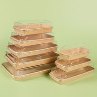 Boîte d'emballage alimentaire carrée jetable écologique en papier kraft, petite et grande, pour desserts, gâteaux, sushis, salades