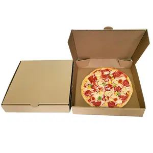 16 18 Inch White Kraft Custom Logo Design Food Pizza Packaging Box Cheap Personalized Corrugated Brown Paper Pizza Boxes Carton