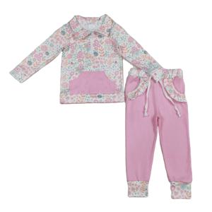 GLP3279 RTS Conjunto de Ropa para Niñas Pequeñas, Manga Larga, Estampado de Flores Rosas, Cierre de Cremallera, Venta al por Mayor - Product Image 1