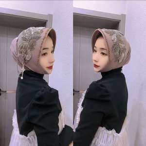 Chapeau de soleil <span class=keywords><strong>islamique</strong></span> à franges pour femmes-Casquette de hijab à visière brodée avec <span class=keywords><strong>voile</strong></span> de soleil, couverture de prière de plage - Product Image 3