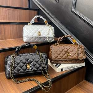 Bolso de mano de alta calidad para mujer con diseño de diamantes, elegante bolso de hombro de cuero PU con cadena ligera, bolso cruzado para mujer - Product Image 1