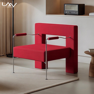 Diseño moderno Villa Sala de estar Silla de ocio azul Dormitorio de hotel Marco de metal Tela Lujo Sofá individual Silla <span class=keywords><strong>Muebles</strong></span> - Product Image 3