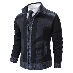Veste élégante à col montant, manches longues, cardigan à fermeture éclair intégrale, tricot pour <span class=keywords><strong>homme</strong></span>, couleur unie, vente chaude personnalisée - Product Image 3