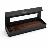 Boîtes cadeaux écologiques de luxe avec logo personnalisé, finition mate, boîte rigide noire magnétique avec fenêtre en PVC pour extensions de cheveux et perruques