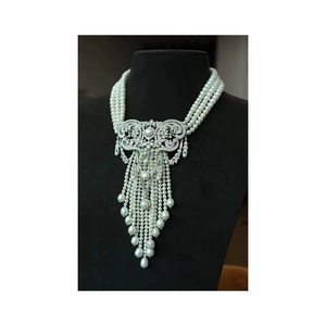 สร้อยคอเงินแท้ชุบโรเดียมประดับมุกวินเทจหรูหรา ประดับเพชรซิรคอน สำหรับส่งออก ราคาขายส่ง - Product Image 1