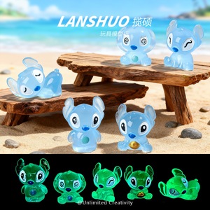 Figurines en résine Lanshuo Stitch, bleues, qui brillent dans le noir, en forme d'animal, pour la création de bijoux DIY et la décoration de la maison - Product Image 5