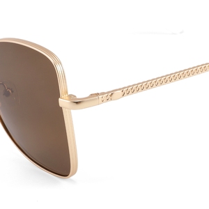 Lunettes de soleil œil de chat, monture dorée, verres marron, protection UV 100%, protection solaire pour femmes adultes - Product Image 4