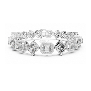 Bracelet demi-tennis géométrique alterné avec diamants en forme de cerf-volant et chaîne à maillons halo Est-Ouest, diamants de laboratoire jaunes - Product Image 3