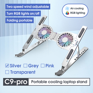 Support d'ordinateur portable RGB pleine couleur réglable avec ventilateur de refroidissement, refroidisseur d'ordinateur portable gaming à air, plaques en aluminium – Vente en gros - Product Image 6