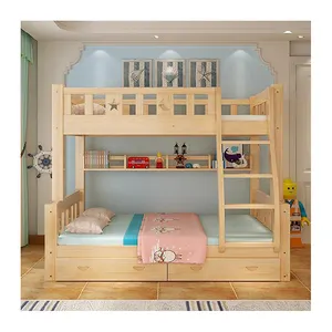 जुड़वां आधुनिक ठोस लकड़ी डबल चारपाई बेड बच्चों बच्चों चारपाई बिस्तर के लिए बिक्री