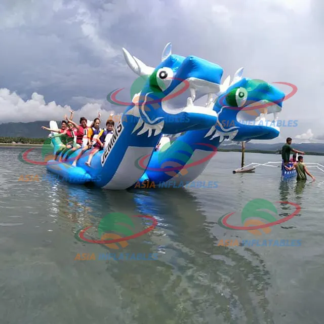 Water Play Equipment Entertainments Double Line Inflatable Dragon Boat