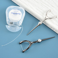 Ensemble de cure-dents et de fil dentaire en acier inoxydable 304 et alliage de zinc pour un nettoyage dentaire, utilisation portable